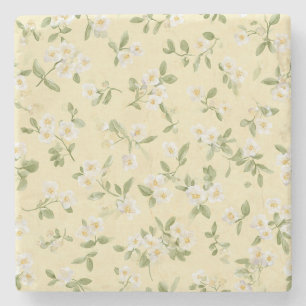 Gele Witte Bloemen Stenen Onderzetter