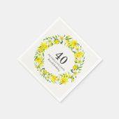 Gele Witte Daffodillen Krans 40e Verjaardagsfeest Servet (Hoek)