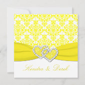 Gele witte Damask Couples Shower Invitation Kaart (Voorkant)