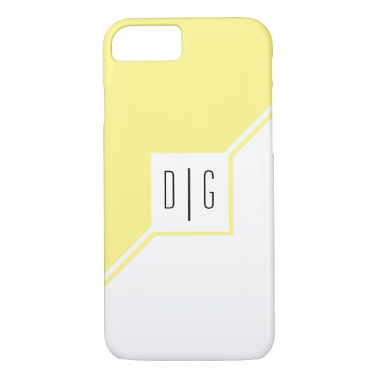 Gele, witte driehoeken, monogram moderne geometris Case-Mate iPhone case (Achterkant)