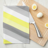 Gele, witte en grijze strepen theedoek (Quarter Fold)