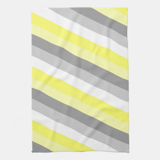 Gele, witte en grijze strepen theedoek (Verticaal)