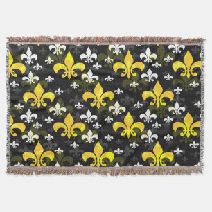 Gele witte fleur de lis deken
