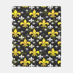 Gele witte fleur de lis fleece deken