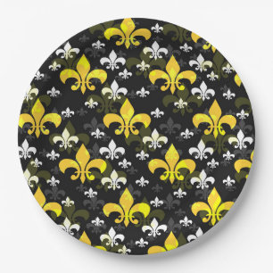 Gele witte fleur de lis papieren bordje