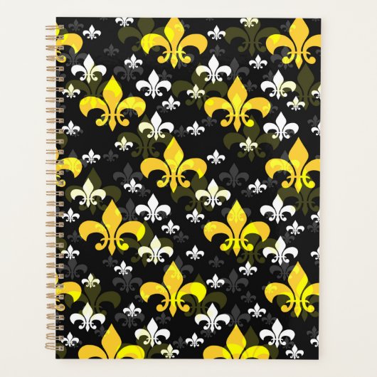 Gele witte fleur de lis planner (Voorkant)