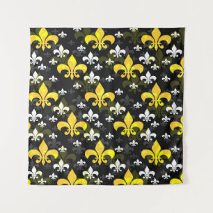 Gele Witte Fleur De Lis Wandkleed
