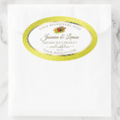 Gele witte Glitter-productlabels met Ladybug Ovale Sticker (Tas)