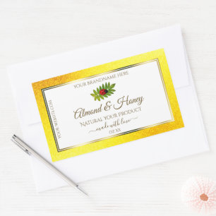 Gele witte glitteretiketten van producten Ladybug  Rechthoekige Sticker