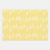 Gele witte kerstbomen Polka Dots Stripe Inpakpapier Vel (Voorkant)