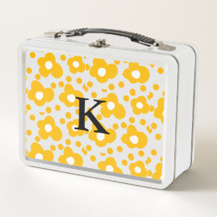 Gele witte madeliefjes bloempatroon voeg monogram