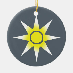 Gele Witte Magie Zon Product Keramisch Ornament