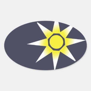 Gele Witte Magie Zon Product Ovale Sticker