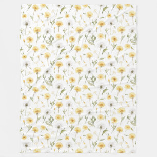 Gele Witte Paardenbloemen Bloemen Fleece Deken