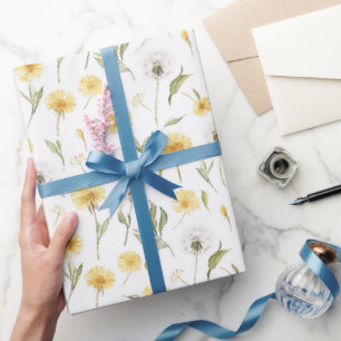 Gele Witte Paardenbloemen Bloemen Verjaardag Cadeaupapier