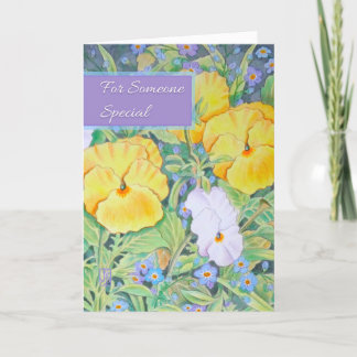 Gele&witte pansies voor iemand speciale verjaardag kaart