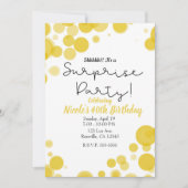 Gele & Witte Stippen Bubbles Verrassingsfeestje Kaart (Voorkant)