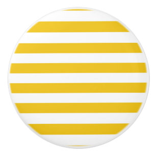 Gele & Witte Strepen Modern Gestreepte Chic Slaapk Keramische Knop