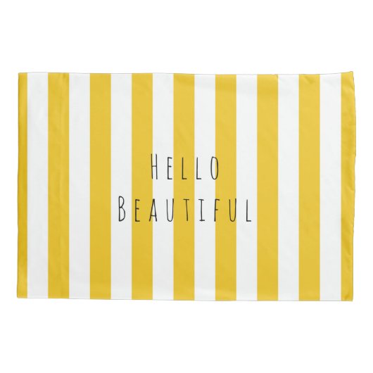 Gele & Witte Strepen Moderne Chique Heldere Vet Kussensloop (Achterkant)