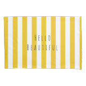 Gele & Witte Strepen Moderne Chique Heldere Vet Kussensloop (Voorkant)