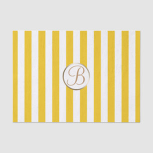 Gele witte strepen Monogram Letter Initiaal Tissuepapier