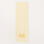 Gele & Witte Strepen Monogram Naam Yogamat (Voorkant)
