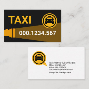 Gele zaklamp op taxi visitekaartje