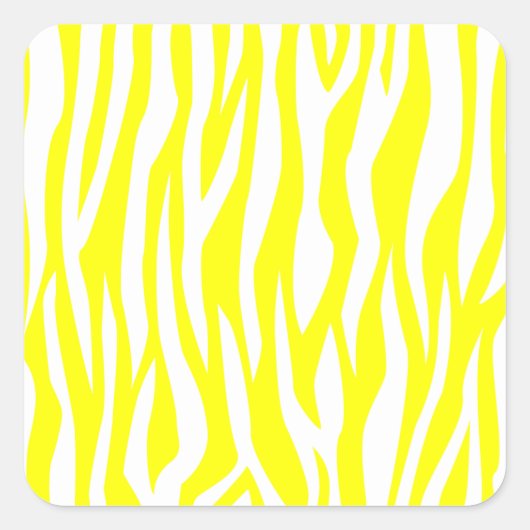 Gele Zebra print Vierkante Sticker (Voorkant)