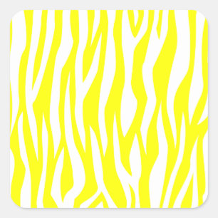 Gele Zebra print Vierkante Sticker