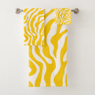 Gele Zebra Stripes Preppy Wild Animal Print Bad Handdoek