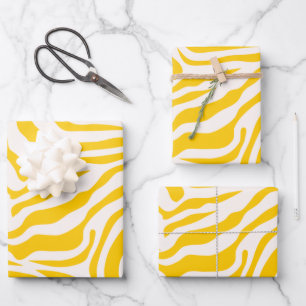 Gele Zebra Stripes Preppy Wild Animal Print Inpakpapier Vel