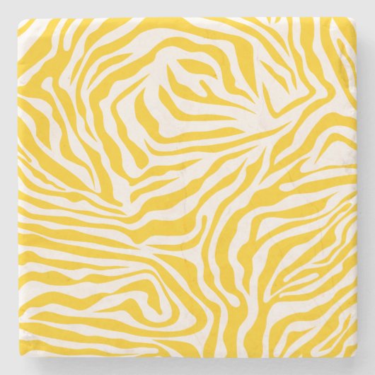 Gele Zebra Stripes Preppy Wild Animal Print Stenen Onderzetter (Voorkant)