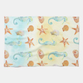 Gele zeebaars van Aqua Seahorse Starfish Shells Be Theedoek (Horizontaal)