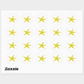 gele zeester ronde sticker (Vel)