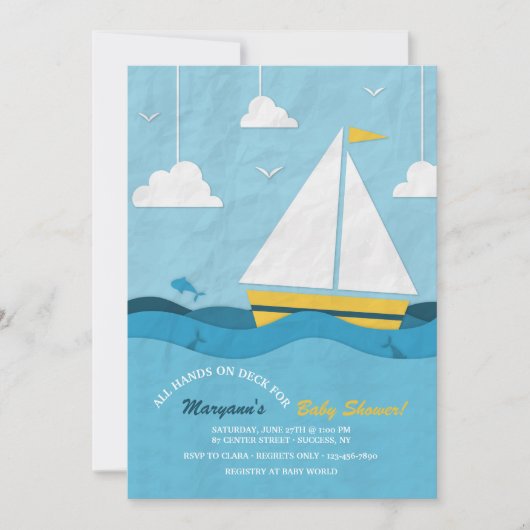 Gele zeilboot uitnodiging (Voorkant)