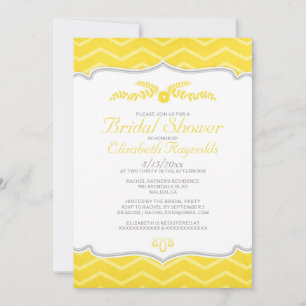 Gele zigzag Bridal Shower Invitations Kaart