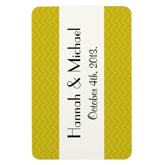 Gele zigzag, Gele Chevron, Bruiloft Magneet (Verticaal)