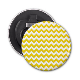 Gele zigzag, gele Chevron, geometrisch patroon Button Flesopener