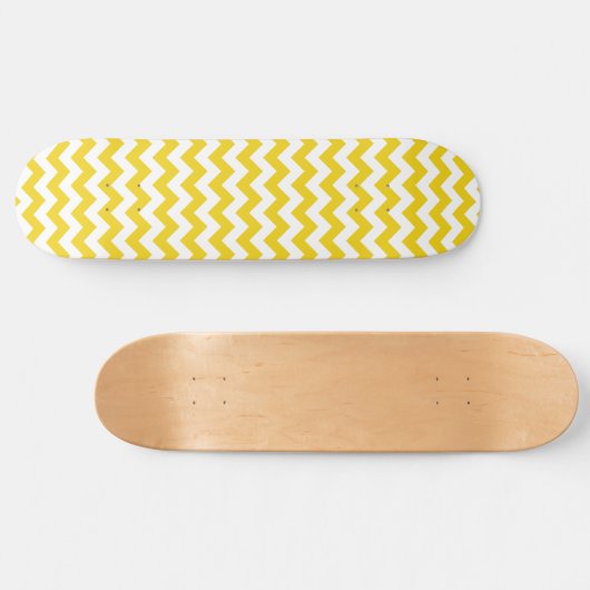 Gele zigzag, gele Chevron, geometrisch patroon Skateboard (Horizontaal)