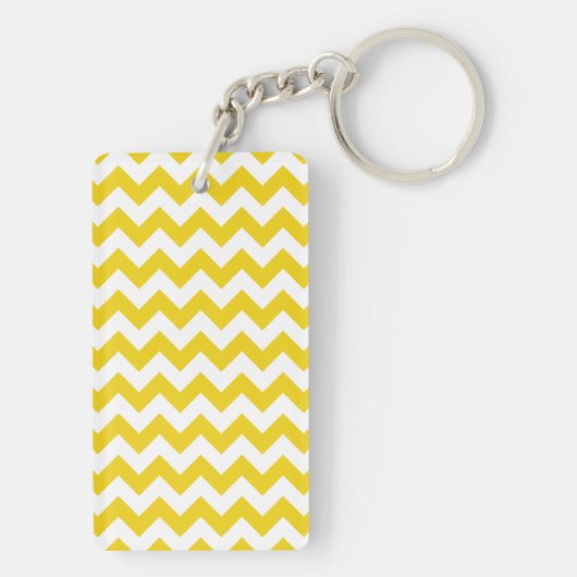 Gele zigzag, gele Chevron, geometrisch patroon Sleutelhanger (achterkant)