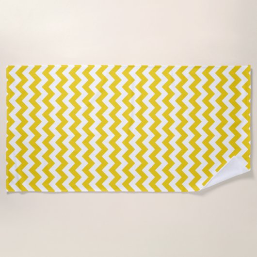 Gele zigzag, gele Chevron, geometrisch patroon Strandlaken (Voorkant)