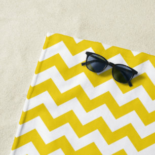 Gele zigzag, gele Chevron, geometrisch patroon Strandlaken