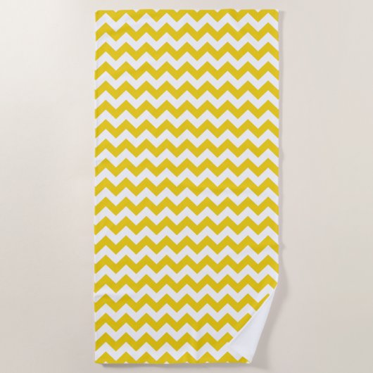 Gele zigzag, gele Chevron, geometrisch patroon Strandlaken (Voorkant)