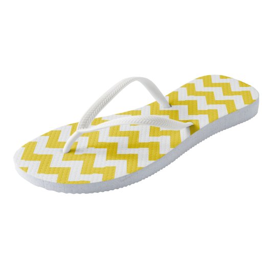 Gele zigzag, gele Chevron, geometrisch patroon Teenslippers (Schuin)