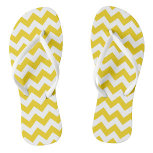 Gele zigzag, gele Chevron, geometrisch patroon Teenslippers
