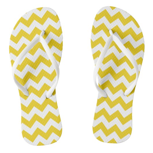 Gele zigzag, gele Chevron, geometrisch patroon Teenslippers (Voetbed)