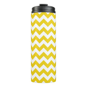 Gele zigzag, gele Chevron, geometrisch patroon Thermosbeker
