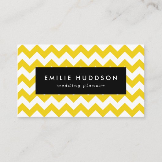 Gele zigzag, gele Chevron, geometrisch patroon Visitekaartje (Voorkant)