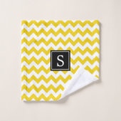 Gele zigzag, Gele Chevron, Monogram Bad Handdoek (Wasdoekje)