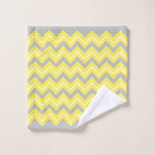 Gele zigzag op grijs bad handdoek (Wasdoekje)